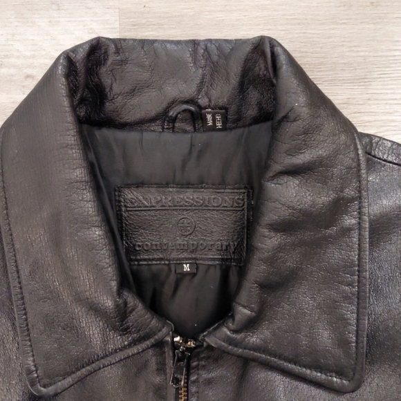 Men's Vintage Leather Jacket with adjustable Buckled Waist Tabs - Picture 3 of 15